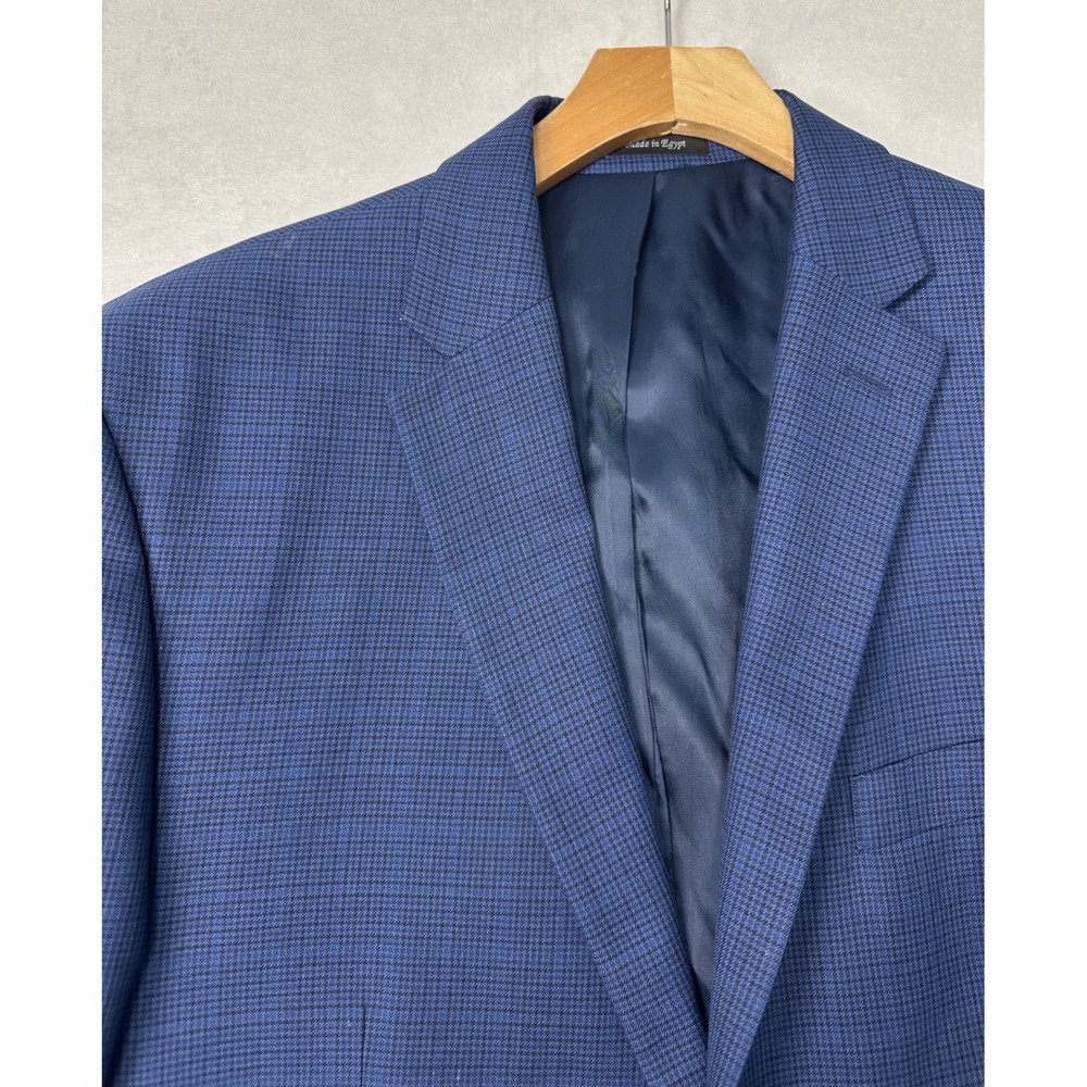 Lauren Ralph Lauren Houndstooth Blue Blazer Menswear Career Business Jacket 44L